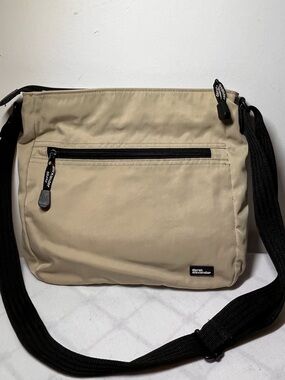 Derek Alexander Tan Messenger Crossbody Bag with Adjustable Black Strap